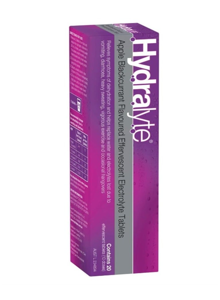Hydralyte Effervescent Electrolyte Tablet Apple Blackcurrant Flavoured 20 Servings - Image 1