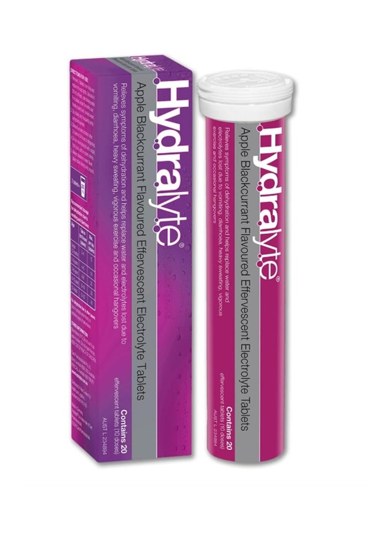 Hydralyte Effervescent Electrolyte Tablet Apple Blackcurrant Flavoured 20 Servings - Image 2