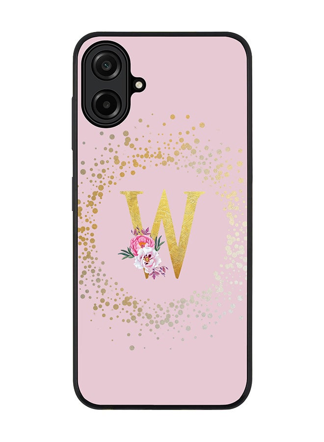 Stylizedd For Samsung Galaxy A07 4G Case,Slim fit Camera Protection, Shockproof Thin Phone cover  - Custom Monogram Floral - W  (Pink )