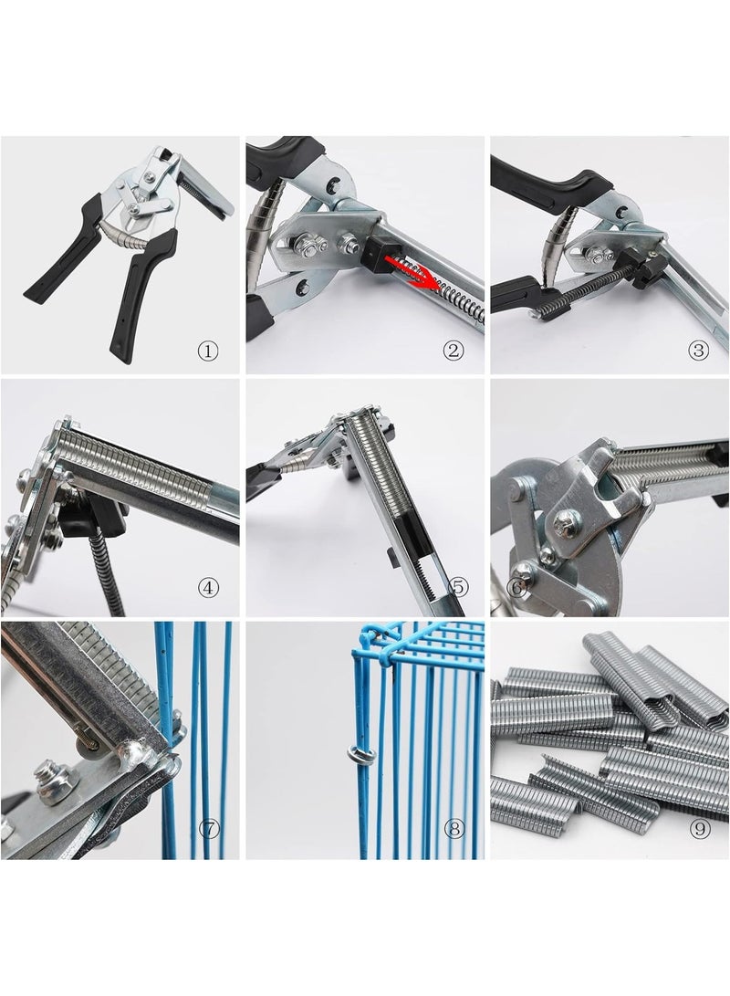 M-type pig nail ring pliers set with  M-type clips for fence fixing, upholstery installation, animal cages  - Image 2