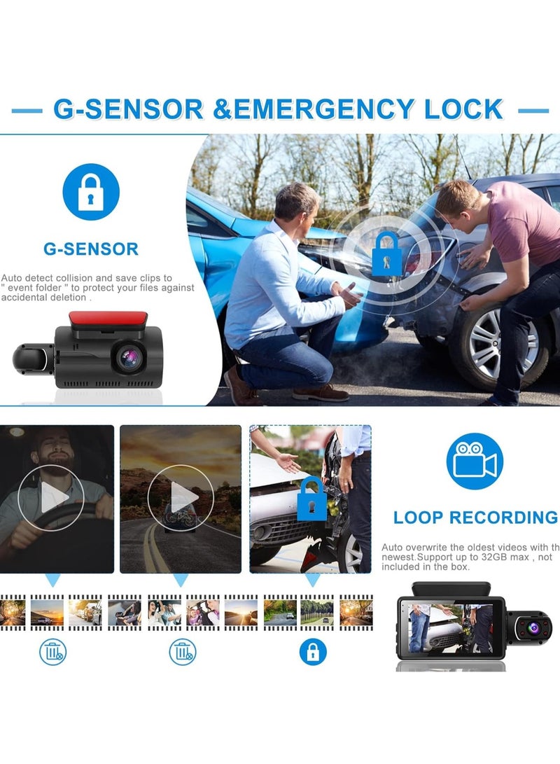 WENTCCION Dual Dash Cam Front and Inside Dash Camera for Cars IR Night Vision（Black） - Image 2
