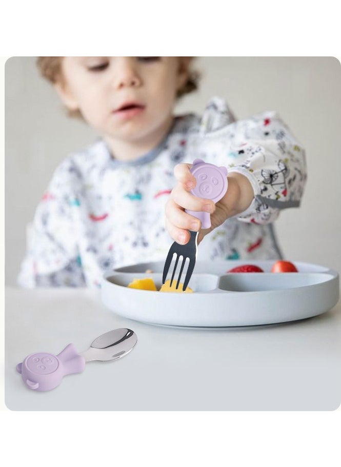 Silicone Handle Stainless Steel Tip Fork Spoon Set