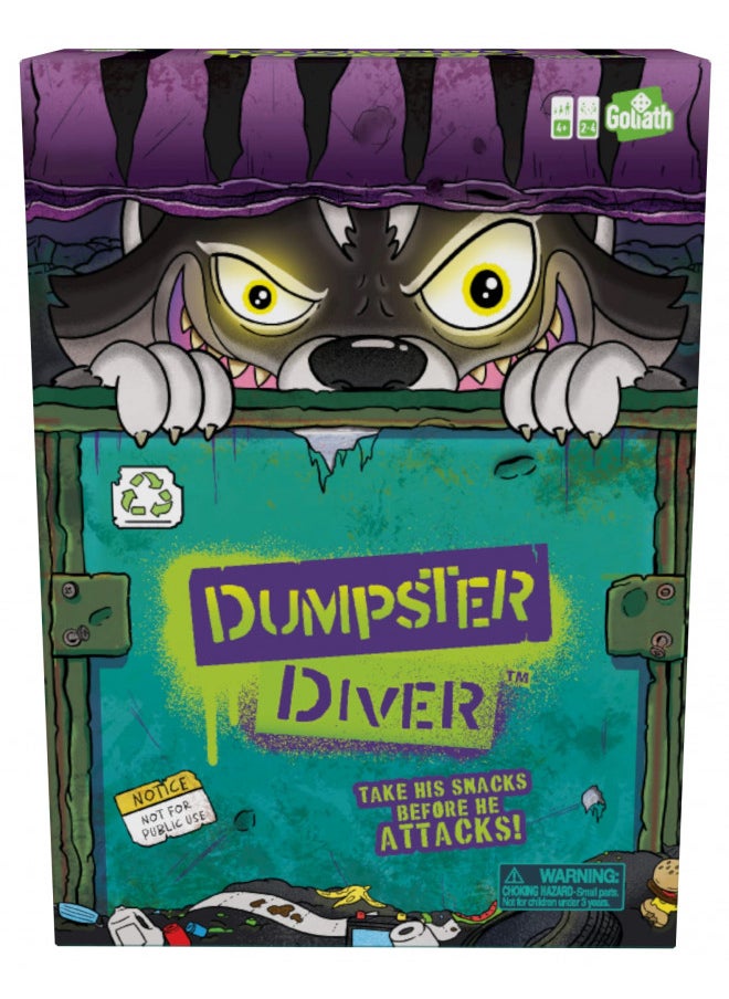 Goliath Dumpster Diver Game - Take Raccoon's Snacks Before His Paw Jumps Out to Defend His Goodies - No Reading Required - Ages 4 and Up, 2-4 Players
