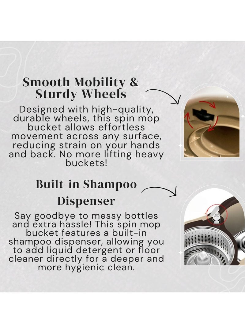 Mop and Bucket – 2 Stage Floor Mop with Built-in Detergent Dispenser Separates Clean and Dirty Water to Get Floors Cleaner  - Image 3