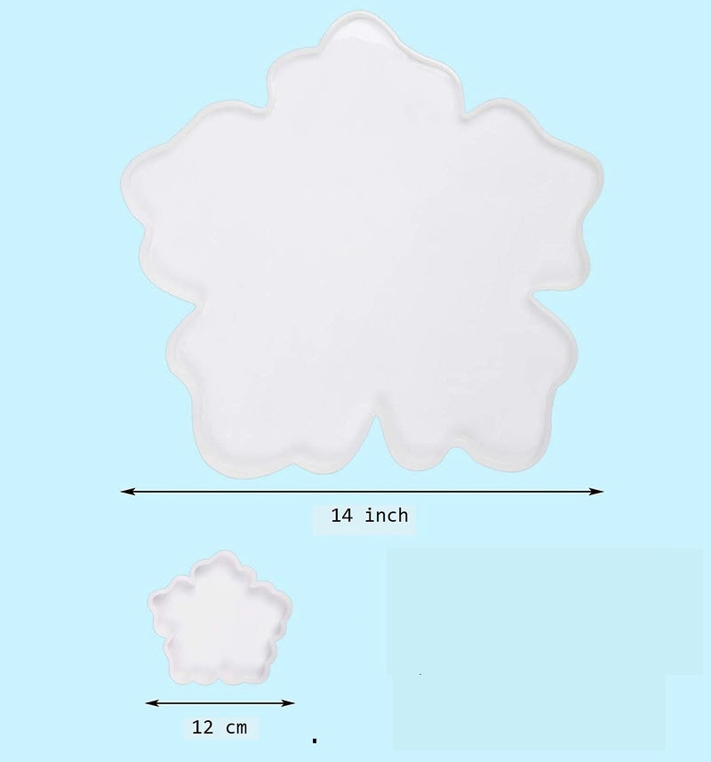 R H LIFESTYLE Silicone Large Flower Shape Tray Molds, with 4 pcs Silicone Flower Shape Coaster Molds (Flower Tray with 4PCS Coaster Mould, 14 INCH) - Image 3