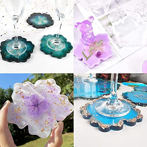 R H LIFESTYLE Silicone Large Flower Shape Tray Molds, with 4 pcs Silicone Flower Shape Coaster Molds (Flower Tray with 4PCS Coaster Mould, 14 INCH) - Image 5
