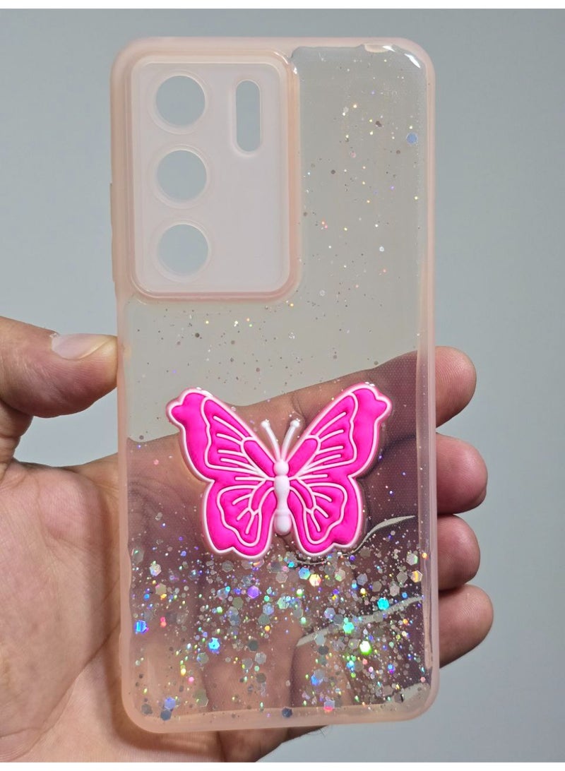 غطاء خلفي عليه فراشة متوافق مع هاتف اوبو ريلمي C75 - Image 1