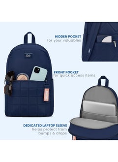 Genie Genie Nightsky 22L Navy Blue Backpack for Women & Girls with 15.6" Laptop Compartment | College Bag for Women & Girls| 4 Zips with Secret Pocket | Water Resistant | Laptop Backpack for Women  - Image 4