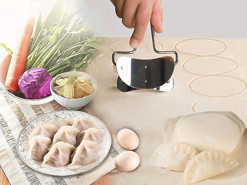 SAJAG Sajag Multifunctional 360 degeree Rotating Manual Stainless Steel Puri Cutter Roller Machine with Handle for Home Baking Tools Equipment for KitchenPuri Cutting dai RollerRound poori Cutter Roller  - Image 4
