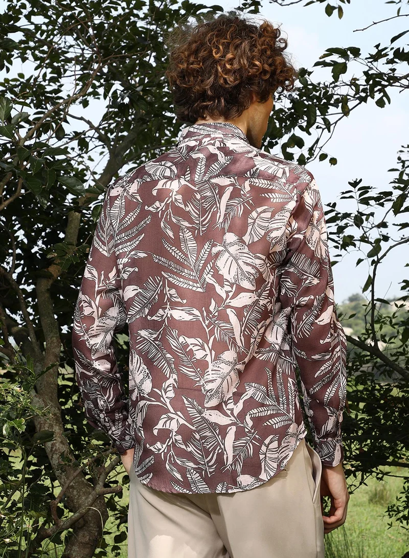 CAHOOT  Men's Chocolate Brown Canopy Imprint Shirt for Men | Best Price UAE