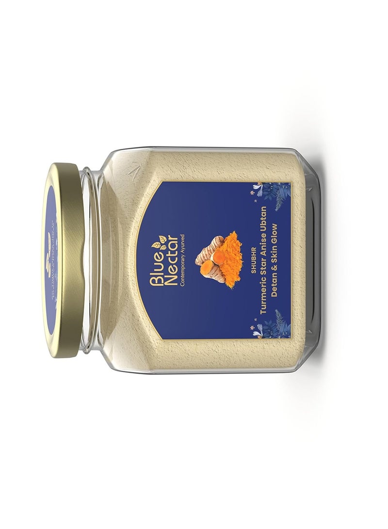 Blue Nectar Shubhr Turmeric Star Anise Ubtan Detan & Skin Glow Face Pack Powder | Tan Removal Face Pack for Glowing Skin for Women & Men | Multani Mitti with Ayurvedic Herbs for Skin Brightening (9 Herbs, 115 g) - Image 4