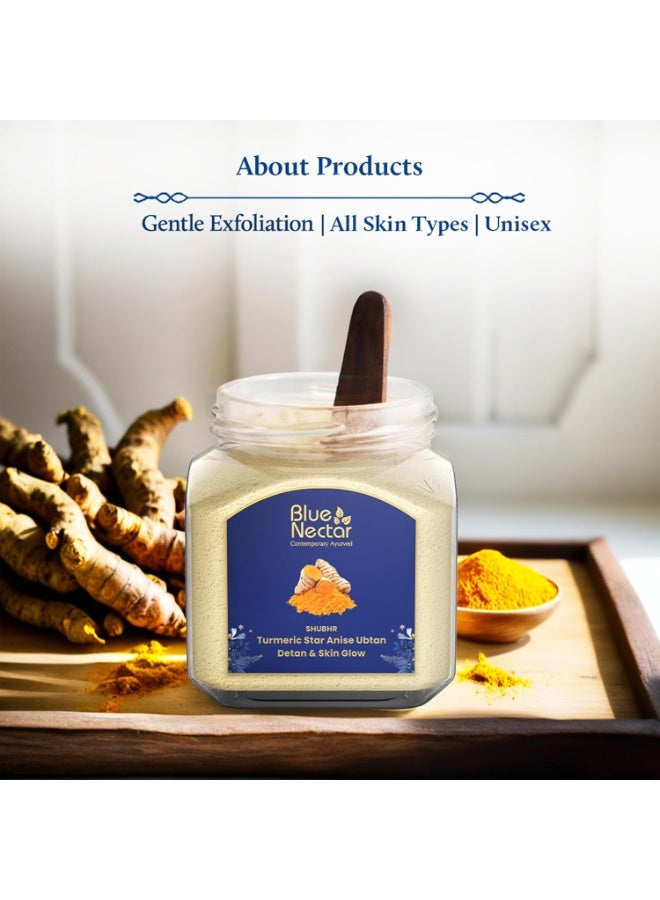 Blue Nectar Shubhr Turmeric Star Anise Ubtan Detan & Skin Glow Face Pack Powder | Tan Removal Face Pack for Glowing Skin for Women & Men | Multani Mitti with Ayurvedic Herbs for Skin Brightening (9 Herbs, 115 g) - Image 3