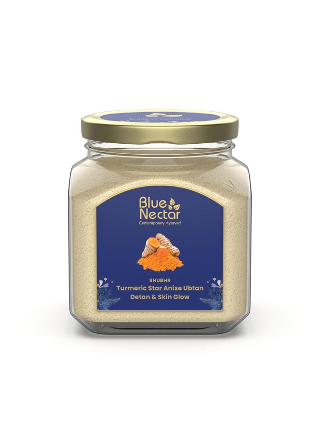Blue Nectar Shubhr Turmeric Star Anise Ubtan Detan & Skin Glow Face Pack Powder | Tan Removal Face Pack for Glowing Skin for Women & Men | Multani Mitti with Ayurvedic Herbs for Skin Brightening (9 Herbs, 115 g) - Image 1