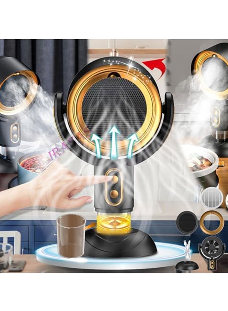 BlueFire Mini Table Range Hood – USB Rechargeable Portable Kitchen Exhaust Fan with Adjustable 15° Angle, 3000mAh Battery, 2-Speed Settings – Detachable Smoke Purifier for Camping, Hot Pot, BBQ, RV, Dorms & Small Kitchens (Black, ABS+PP) - Image 1