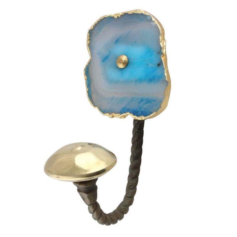 Indian-Shelf IndianShelf Handmade Agate Hooks Hangers Wall Holders Hanging Coat Key Towel Clothes Bathroom Heavy Duty Stone_Aqua_5 Inches1 Piece - Image 1