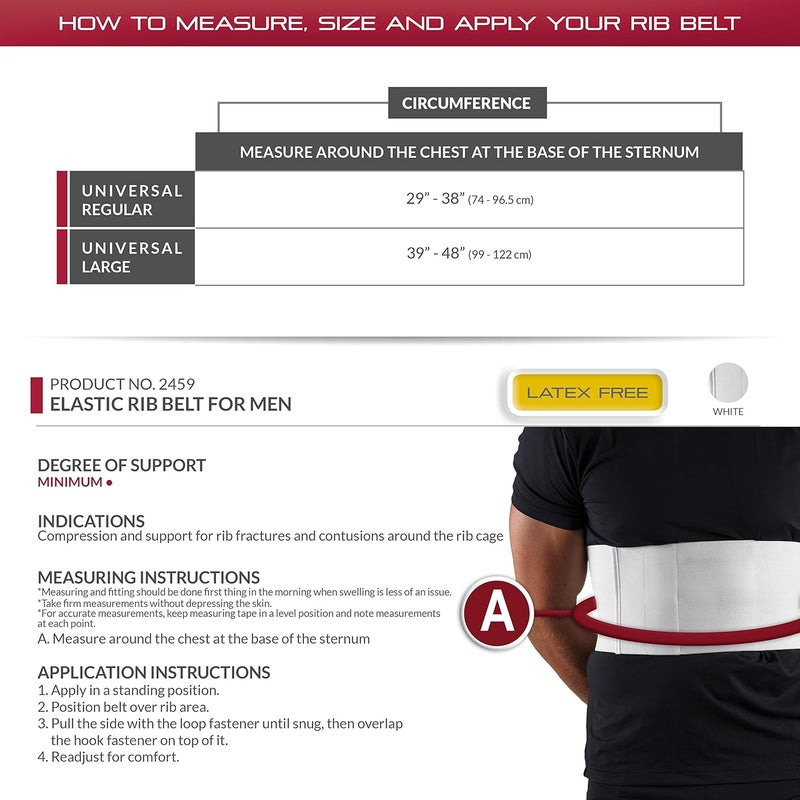 OTC Rib Belt for Men - 6-Inch Elastic Compression Support with Universal Fit - Image 3