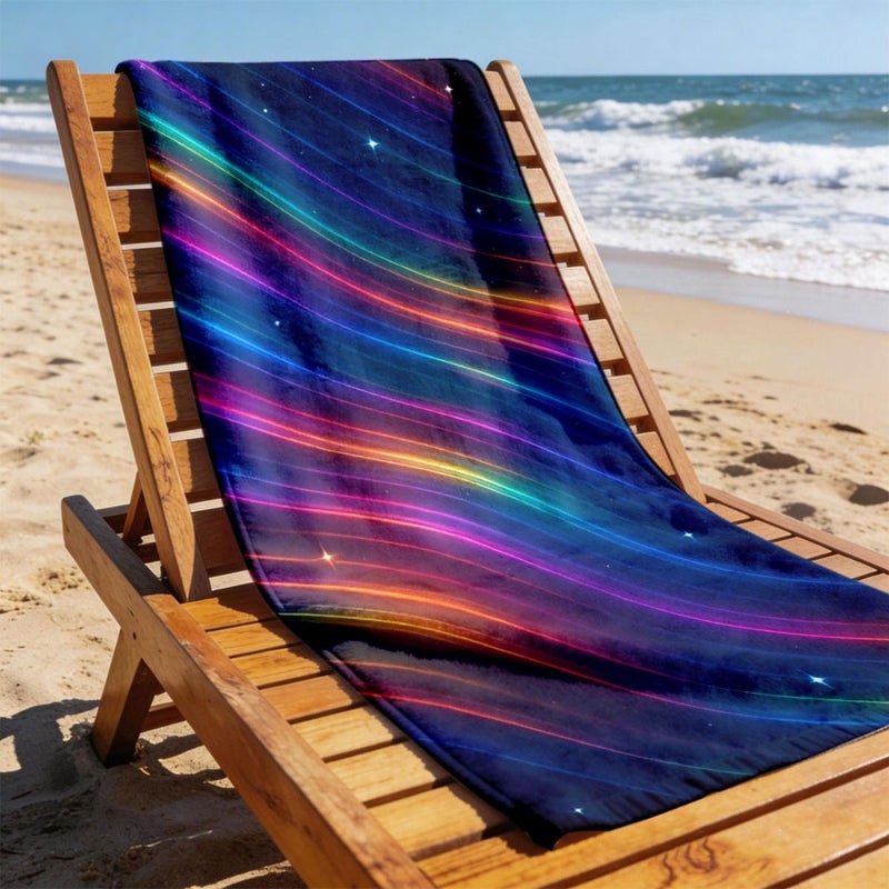 Neon Wave Beach Towel 75x150cm Sand Free Microfiber Lightweight Pool Travel Bath Towel - Image 4