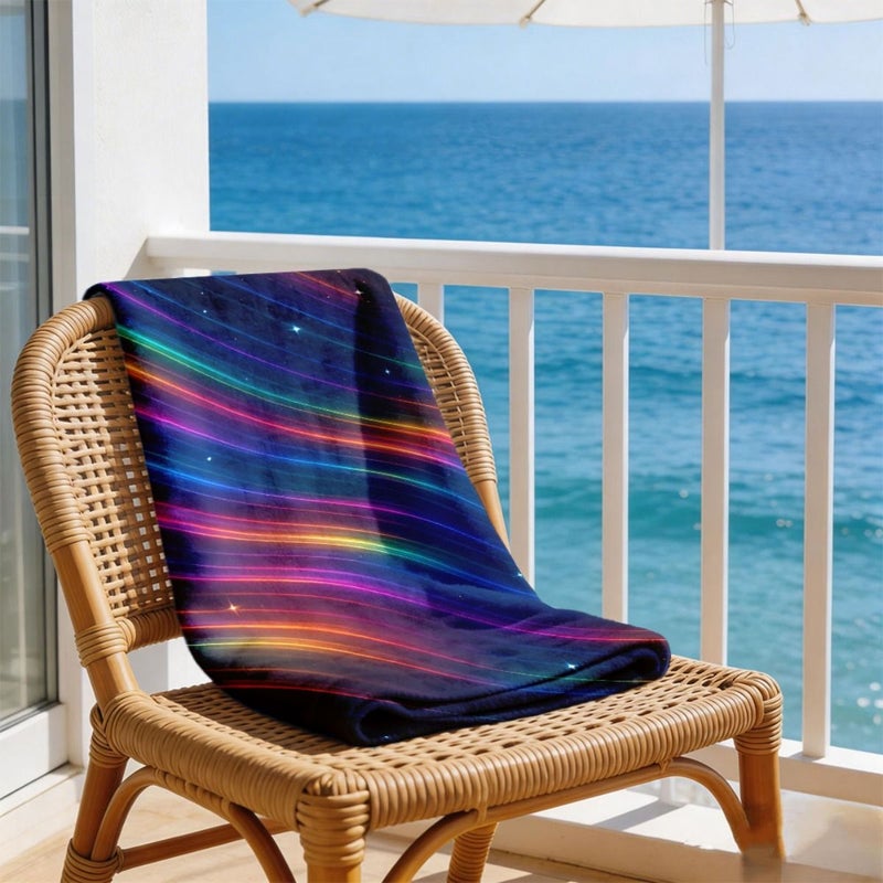 Neon Wave Beach Towel 75x150cm Sand Free Microfiber Lightweight Pool Travel Bath Towel - Image 2