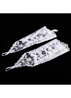 Zerodis Zerodis Bride Wedding Gloves, Vintage Long Fingerless Lace Rhinestone Gloves Women Elegant Accessory for Evening Prom Opera Party Wedding(12-White)  - Image 4