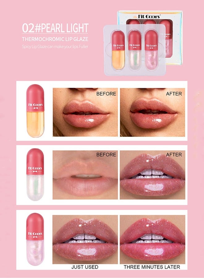 Fit Colors 3 ألوان زيت شفاه لؤلؤي لامع ملون مرطب وملمع شفاه ممتلئ شفاف، زيت شفاه زجاجي متوهج للشفاه بملمس منعش وغير لزج ومغذي ومصلح ومغذي لتفتيح خطوط الشفاه  - Image 2