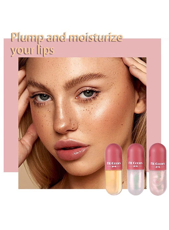 Fit Colors 3 ألوان زيت شفاه لؤلؤي لامع ملون مرطب وملمع شفاه ممتلئ شفاف، زيت شفاه زجاجي متوهج للشفاه بملمس منعش وغير لزج ومغذي ومصلح ومغذي لتفتيح خطوط الشفاه  - Image 5