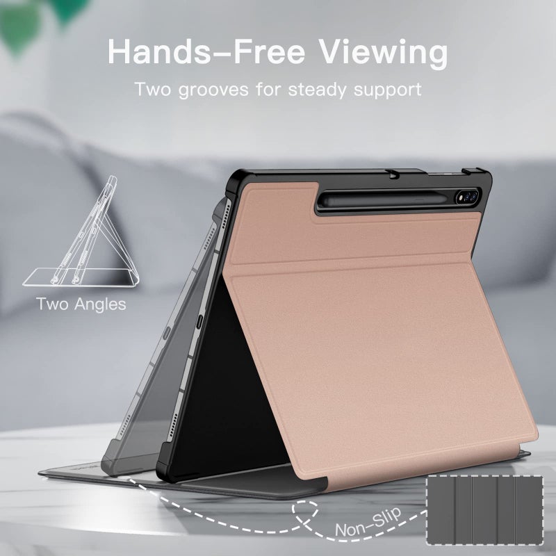 JETech Case for Samsung Galaxy Tab S8 Plus 2022 / S7 FE 2021 / S7 Plus 2020 12.4-Inch with S Pen Holder, Slim Folio Stand Protective Tablet Cover, Multi-Angle Viewing (Rose Gold) - Image 3