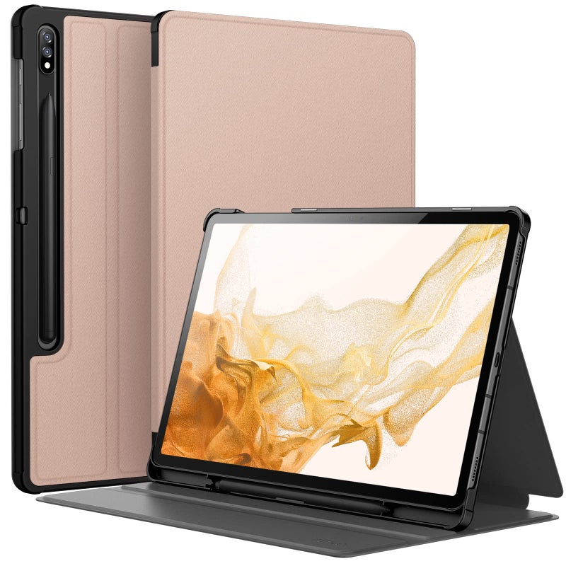 JETech Case for Samsung Galaxy Tab S8 Plus 2022 / S7 FE 2021 / S7 Plus 2020 12.4-Inch with S Pen Holder, Slim Folio Stand Protective Tablet Cover, Multi-Angle Viewing (Rose Gold) - Image 1
