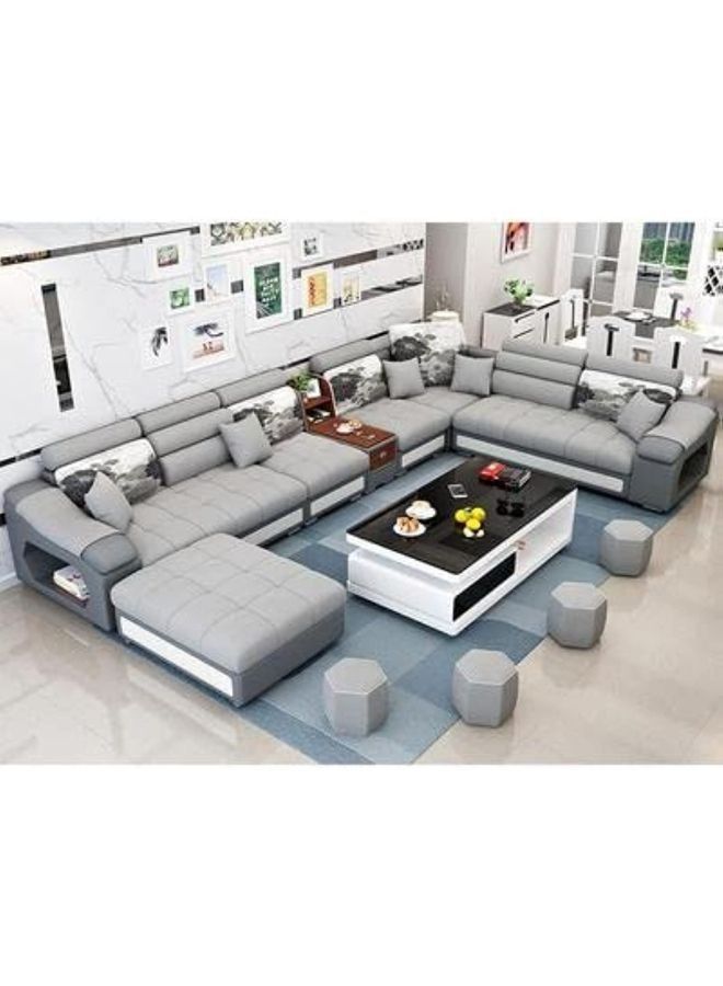 ALWASIT HOME Swapan Sectional Sofa – Modern Corner Fabric Sofa Set with Solid Wood Frame for Living Room – Grey