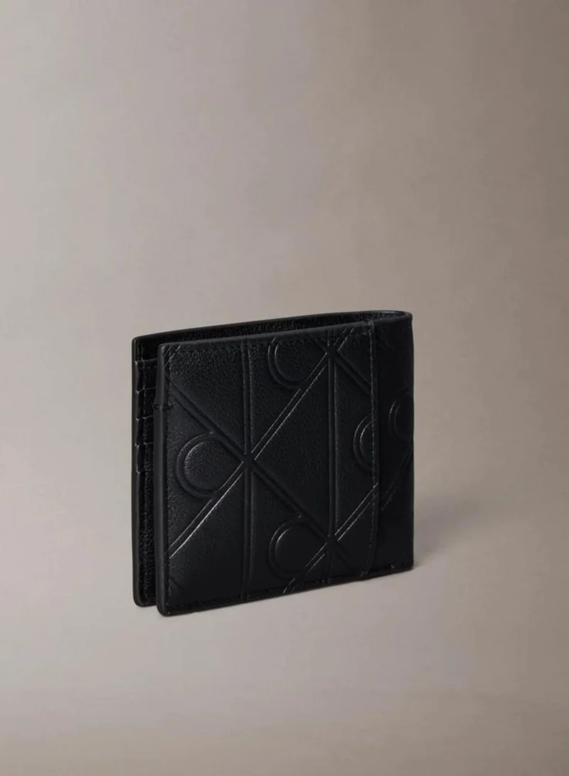Calvin Klein Black Textured Emblem Plaque Billfold Wallet for Men | Best Price UAE