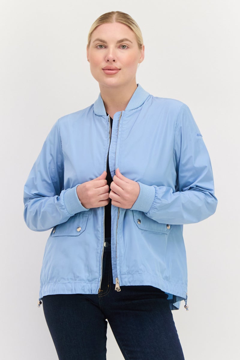 GEOX Women Brand Logo Windbreaker Jacket, Dusty Blue - Image 1