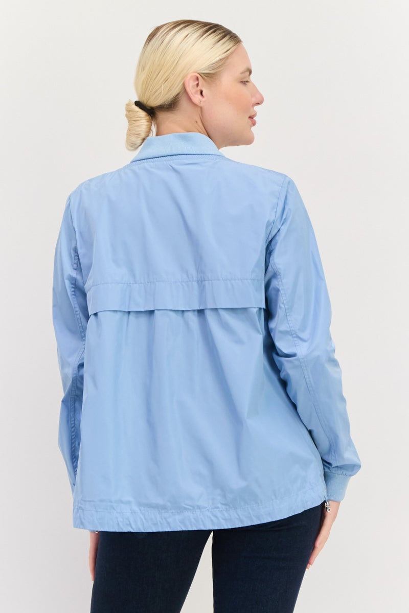 GEOX Women Brand Logo Windbreaker Jacket, Dusty Blue - Image 3