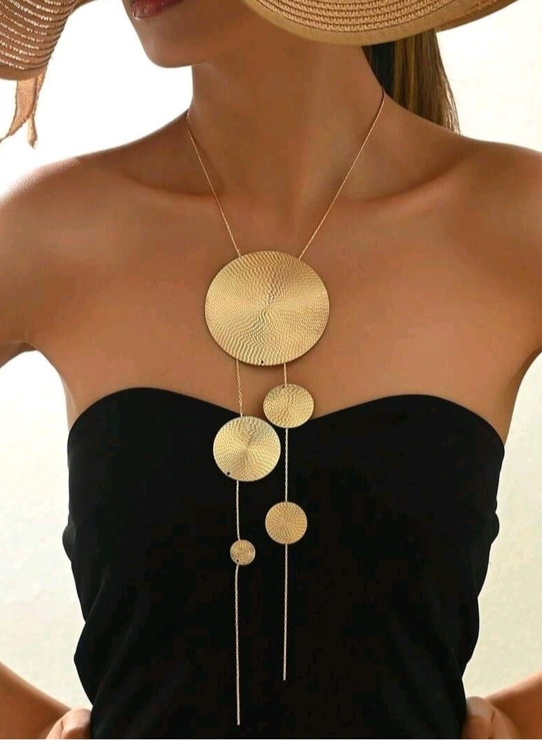 شي إن قلادة هندسية معدنية بسيطة أوروبية وأمريكية جديدة - Image 1