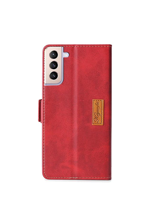 S-TOP Case For Samsung Galaxy S21 5G Retro Texture Contrast Color Side Buckle Horizontal Flip Leather Case with Holder & Card Slots & Wallet - Image 3