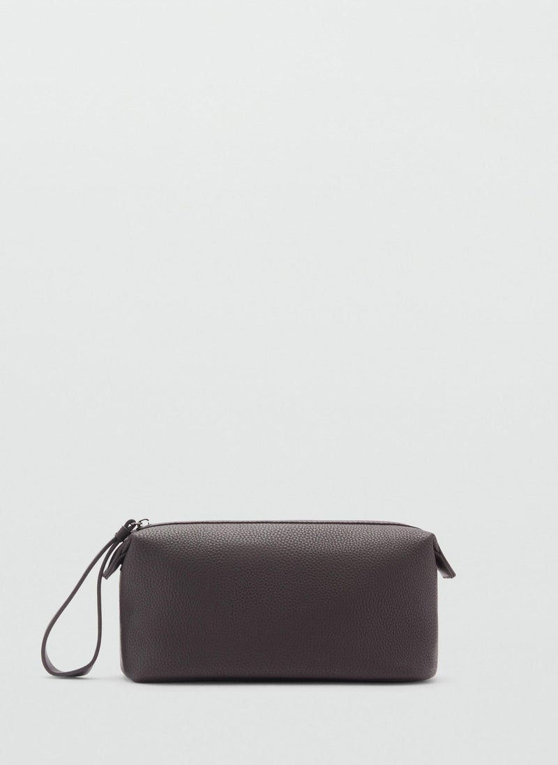 Mango Man Contrast-Strap Pebbled Cosmetic Bag  - Image 1