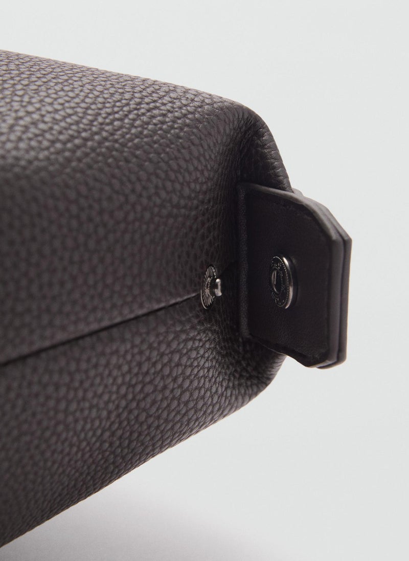 Mango Man Contrast-Strap Pebbled Cosmetic Bag  - Image 4