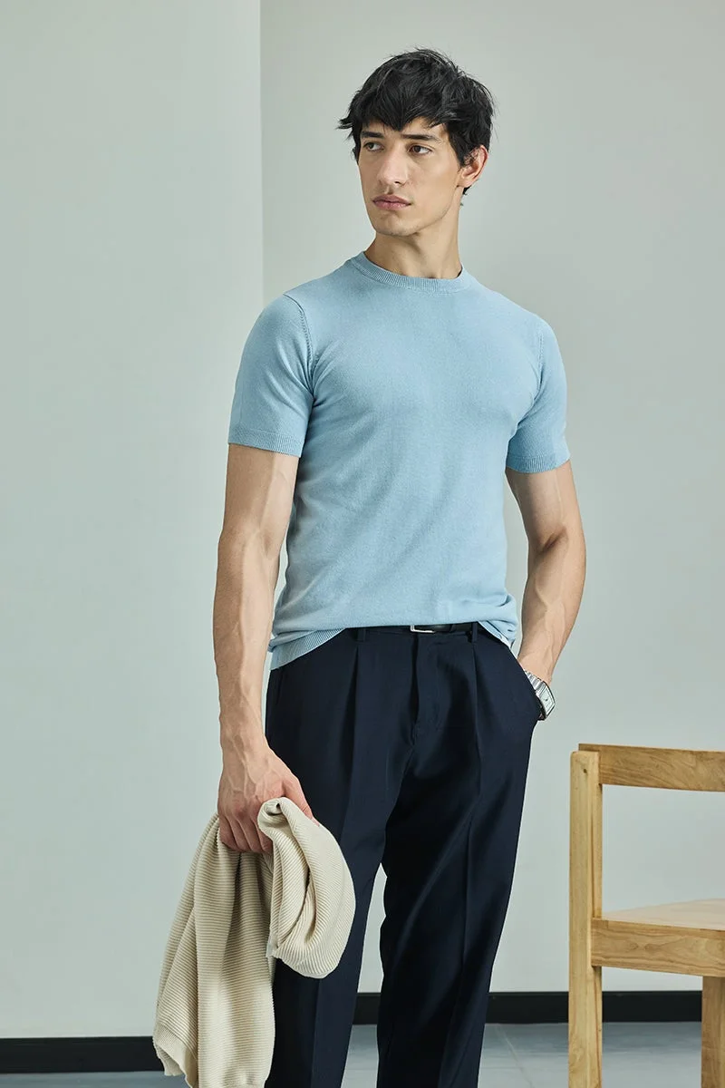 سنيتش Core Lab Light Blue Flat Knit Slim Fit T-Shirt