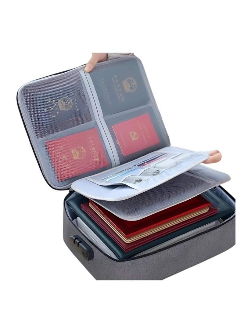 Tediline Document Storage Bag With Lock, Grey - Durable and Lightweight Organizer With Multiple Compartments for Files, Papers, and Documents of All Sizes - Image 1
