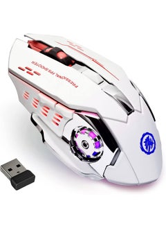HEROCKX Gaming Mouse Multicolor RGB Backlight Wireless Gaming Mouse for Laptops Charging 2.4G+Bluetooth Dual Mode (White)  - Image 1