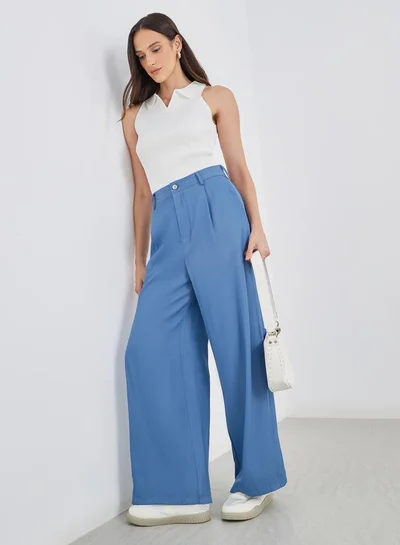 Styli Tailored Wide Leg Denim Pants