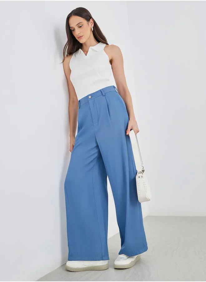 Styli Styli Tailored Wide Leg Denim Pants