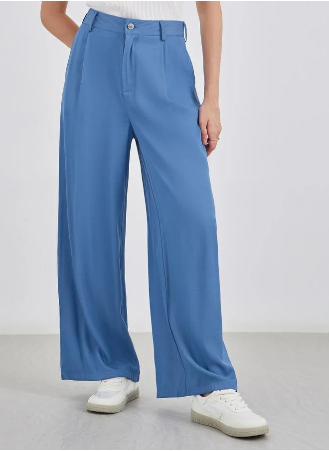 Styli Styli Tailored Wide Leg Denim Pants
