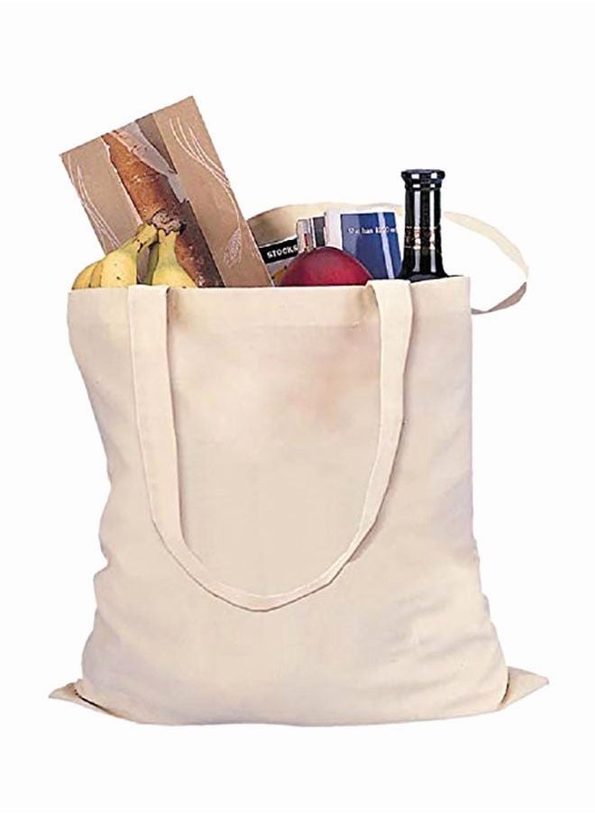 10PCS Canvas Bag Handbag Large Capacity Solid Color Foldable Reusable Lightweight Shopping Bag