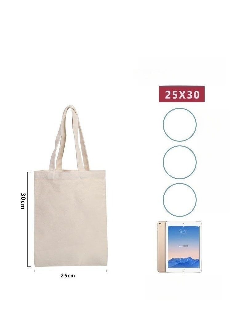 10PCS Canvas Bag Handbag Large Capacity Solid Color Foldable Reusable Lightweight Shopping Bag