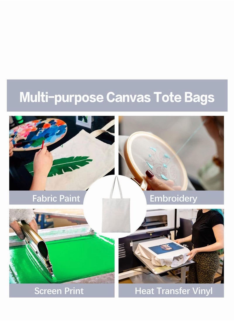 10PCS Canvas Bag Handbag Large Capacity Solid Color Foldable Reusable Lightweight Shopping Bag