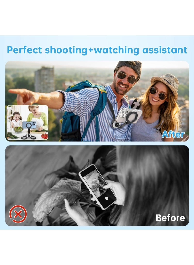 inston Magnetic Neck Mount, Neck Holder for Action Camera & Phone, Hands Free POV/Vlog Video Filming, 4 in 1 Phone Chest Mount for Cooking/Riding/Indoor/Outdoor - Image 3