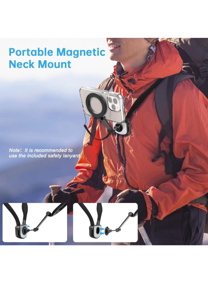 inston Magnetic Neck Mount, Neck Holder for Action Camera & Phone, Hands Free POV/Vlog Video Filming, 4 in 1 Phone Chest Mount for Cooking/Riding/Indoor/Outdoor - Image 4