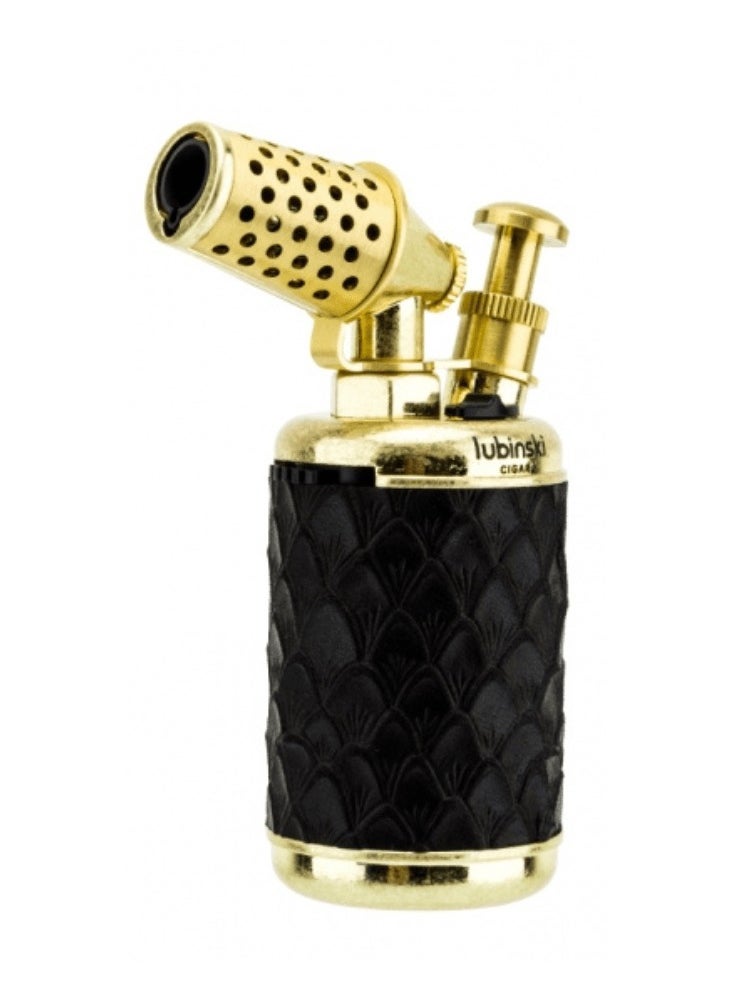 Lubinski Luxury Metal Antique Design Lighter With Punch Single Jet Flame Torch Butane Gas Lighter With Puncher Black Gift Box  - Image 1