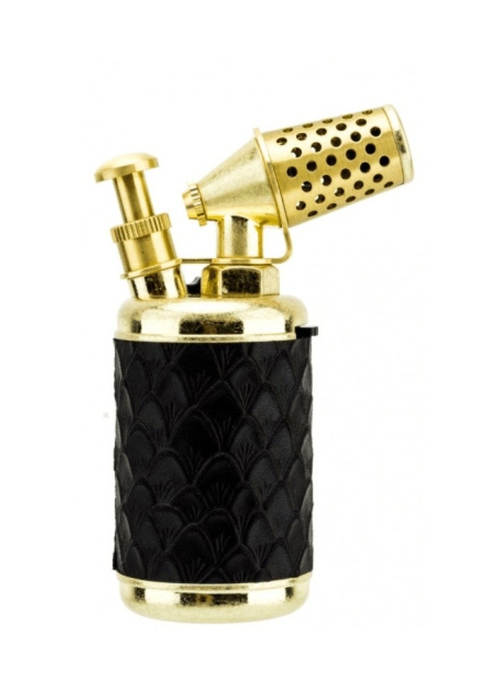 Lubinski Luxury Metal Antique Design Lighter With Punch Single Jet Flame Torch Butane Gas Lighter With Puncher Black Gift Box  - Image 2