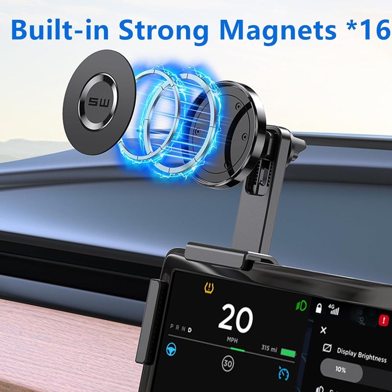 KASTWAVE Tesla Phone Mount, Strongest Magnet Power Magnetic Car Phone Holder Mount for Tesla 3/Y Accessories Fits for All iPhone & Android Phones - with Magnetic Ring - Image 3