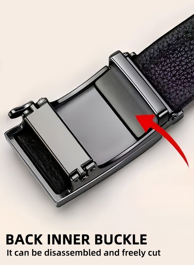 Premium Men'S Internal Buckle Leather Belt – Hidden Tail Design, Top-Grain Cowhide Dress Belt For Business & Casual Wear (3.5cm, Black) - Image 3